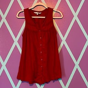 Sonoma Red Button Up Tank, women size small